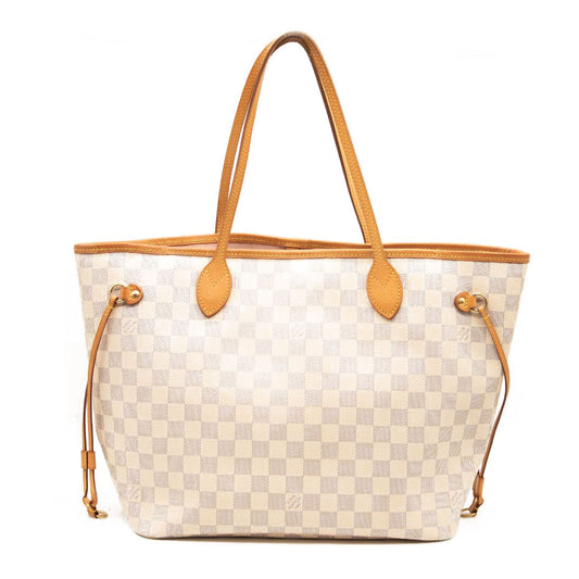 LOUIS VUITTON Damier Azur Neverfull MM Rose Ballerine USED FL3158