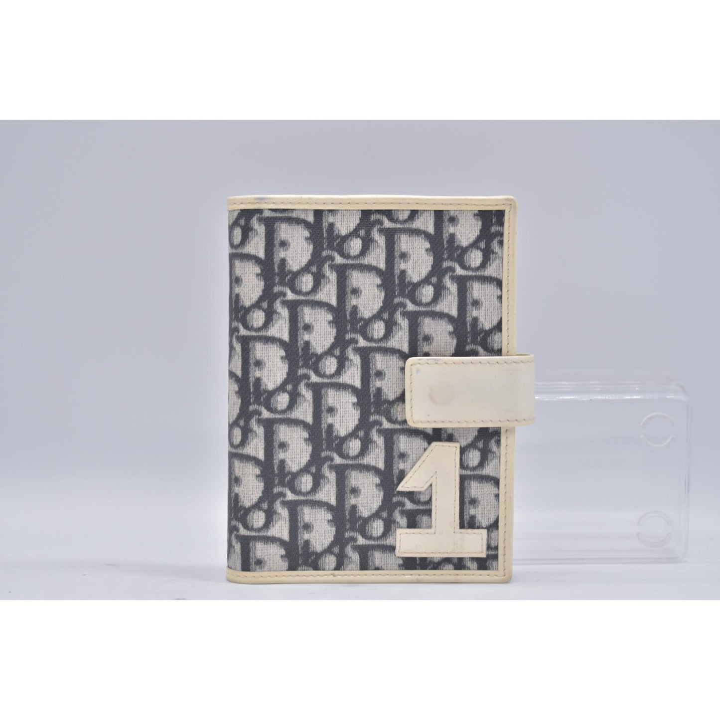Christian Dior Vintage Blue White Diorissimo Canvas PM Notebook Planner Agenda CONSIGNMENT