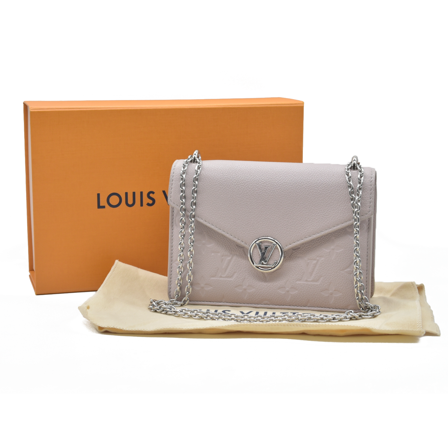 $2100 Louis Vuitton  LV Monogram Rosy Wallet on Chain in Brume