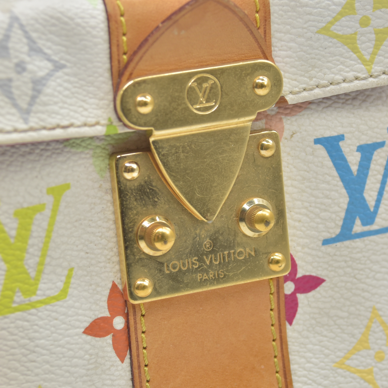 $3150 2007 Louis Vuitton Speedy 30 Monogram Multicolor White Murakami SP4077