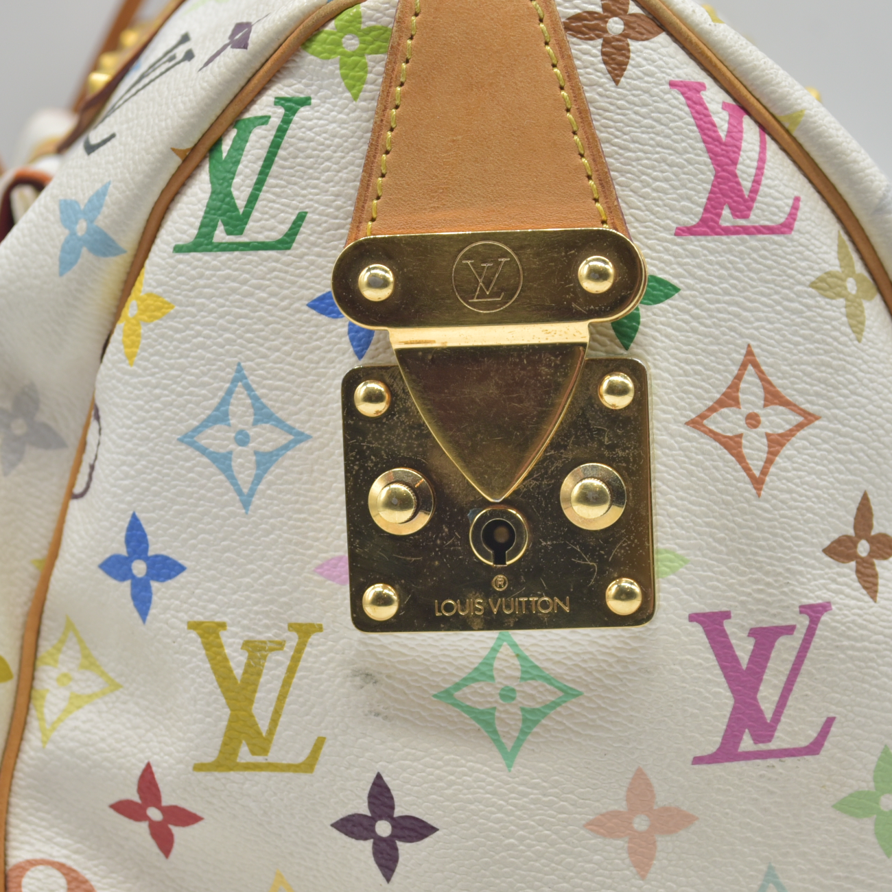 $3150 2007 Louis Vuitton Speedy 30 Monogram Multicolor White Murakami SP4077