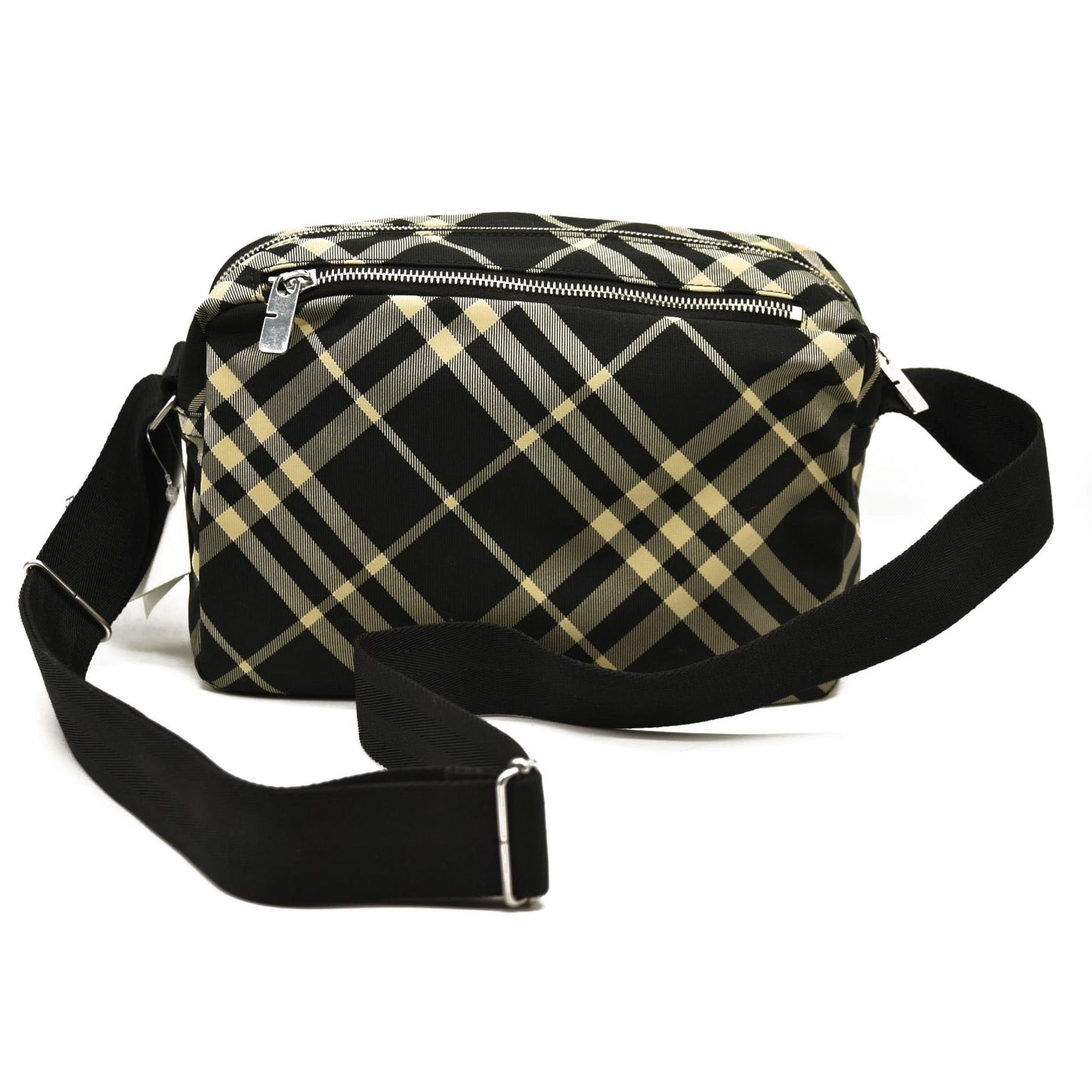 NEW $1090 Burberry Check Crossbody Bag Black Calico