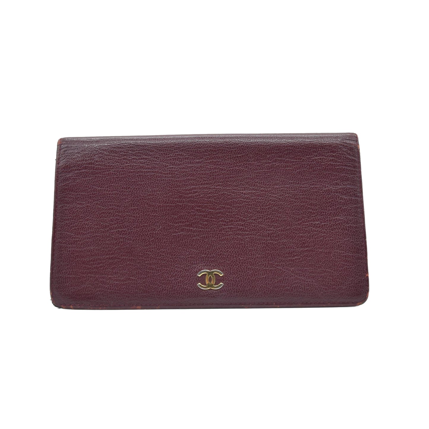 $925 Chanel  Interlocking CC Logo Wallet Burgundy CONSIGNMENT