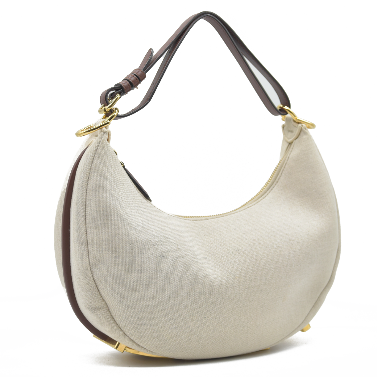 $2800 Fendi Beige Canvas Fendigraphy Small Hobo Shoulder Bag Handbag