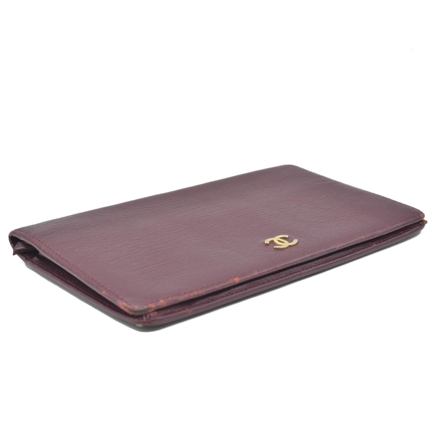 $925 Chanel  Interlocking CC Logo Wallet Burgundy CONSIGNMENT