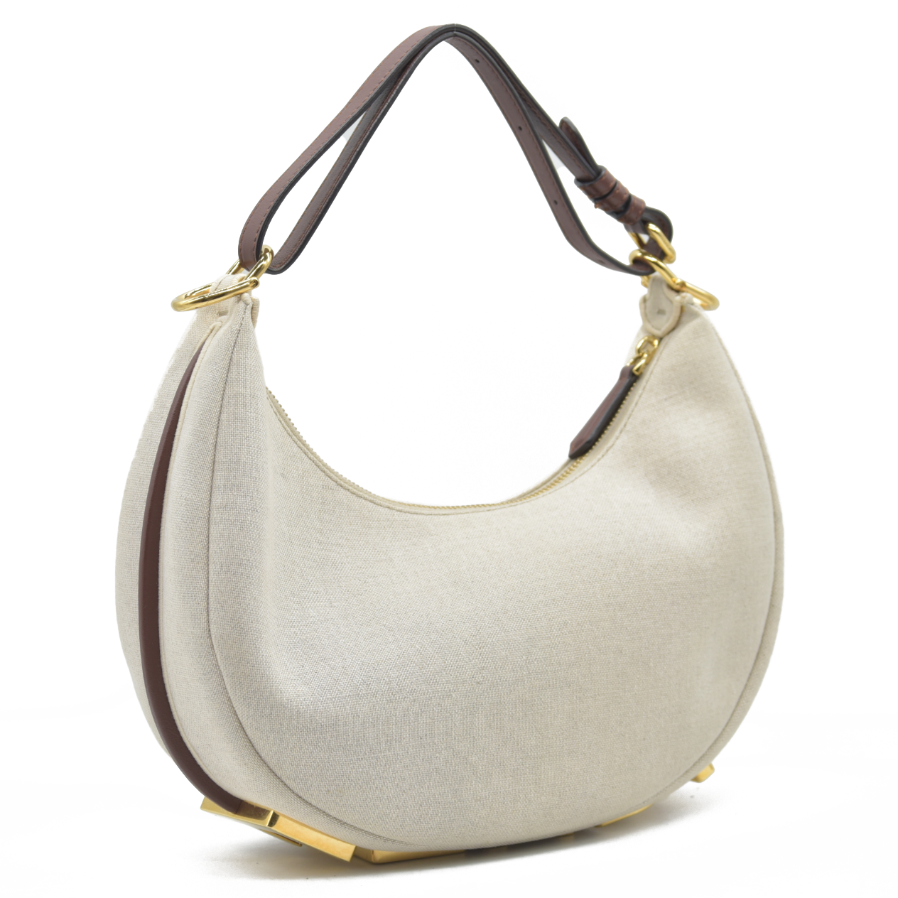 $2800 Fendi Beige Canvas Fendigraphy Small Hobo Shoulder Bag Handbag