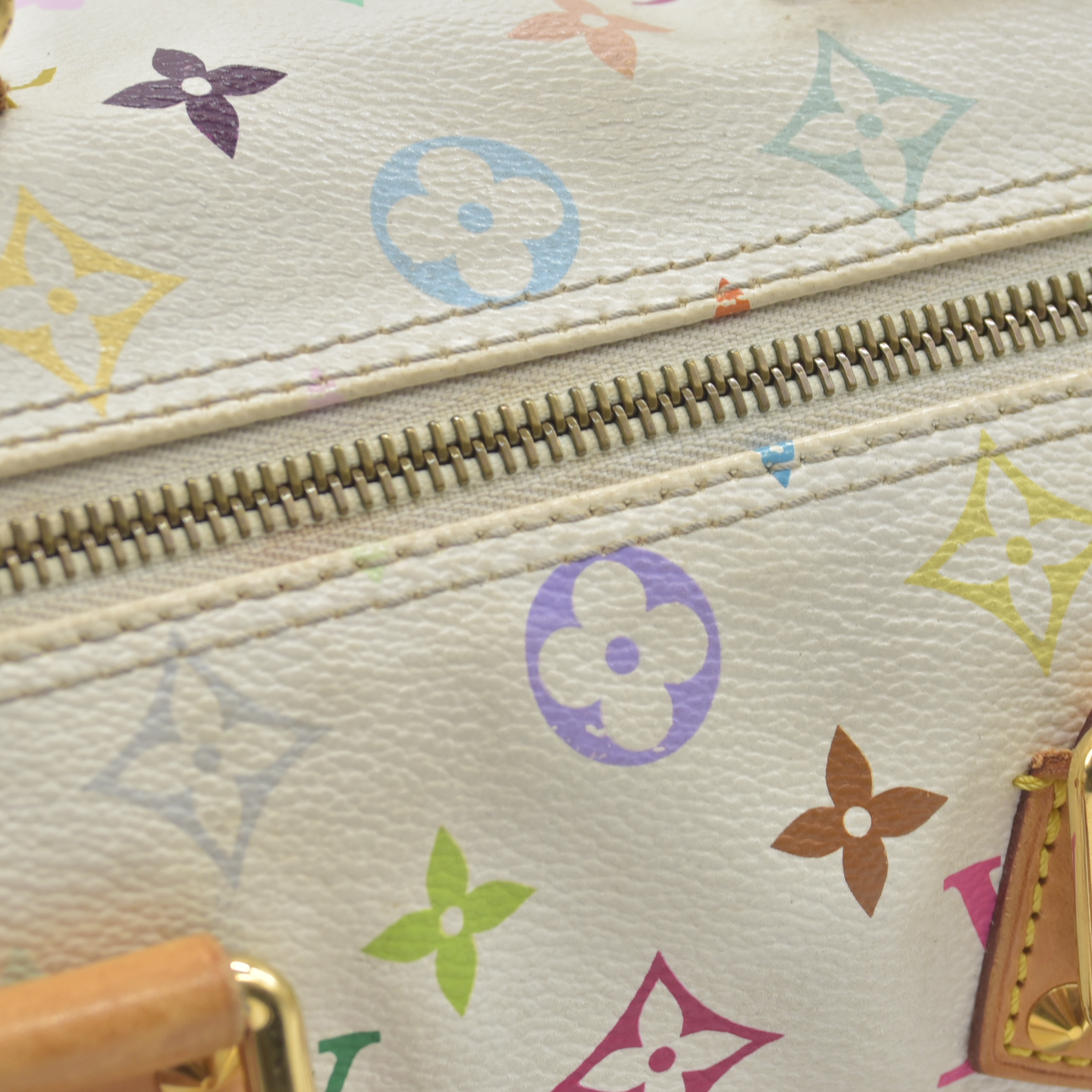 $3150 2007 Louis Vuitton Speedy 30 Monogram Multicolor White Murakami SP4077