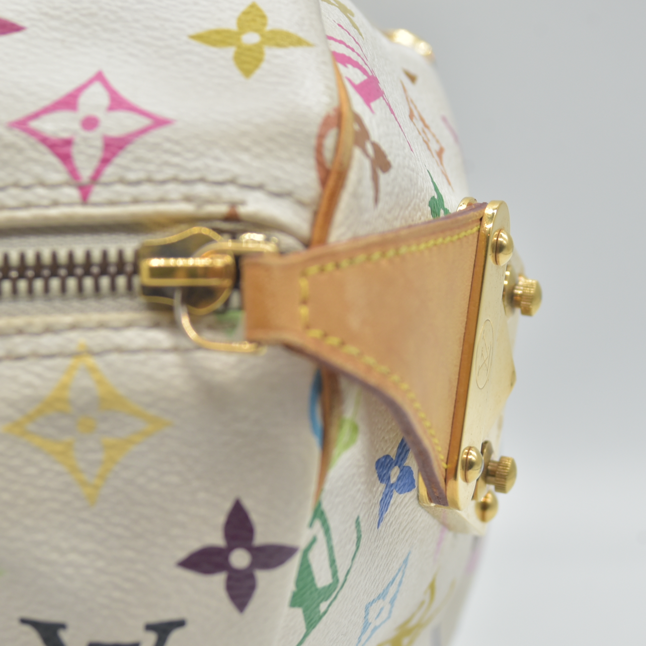 $3150 2007 Louis Vuitton Speedy 30 Monogram Multicolor White Murakami SP4077