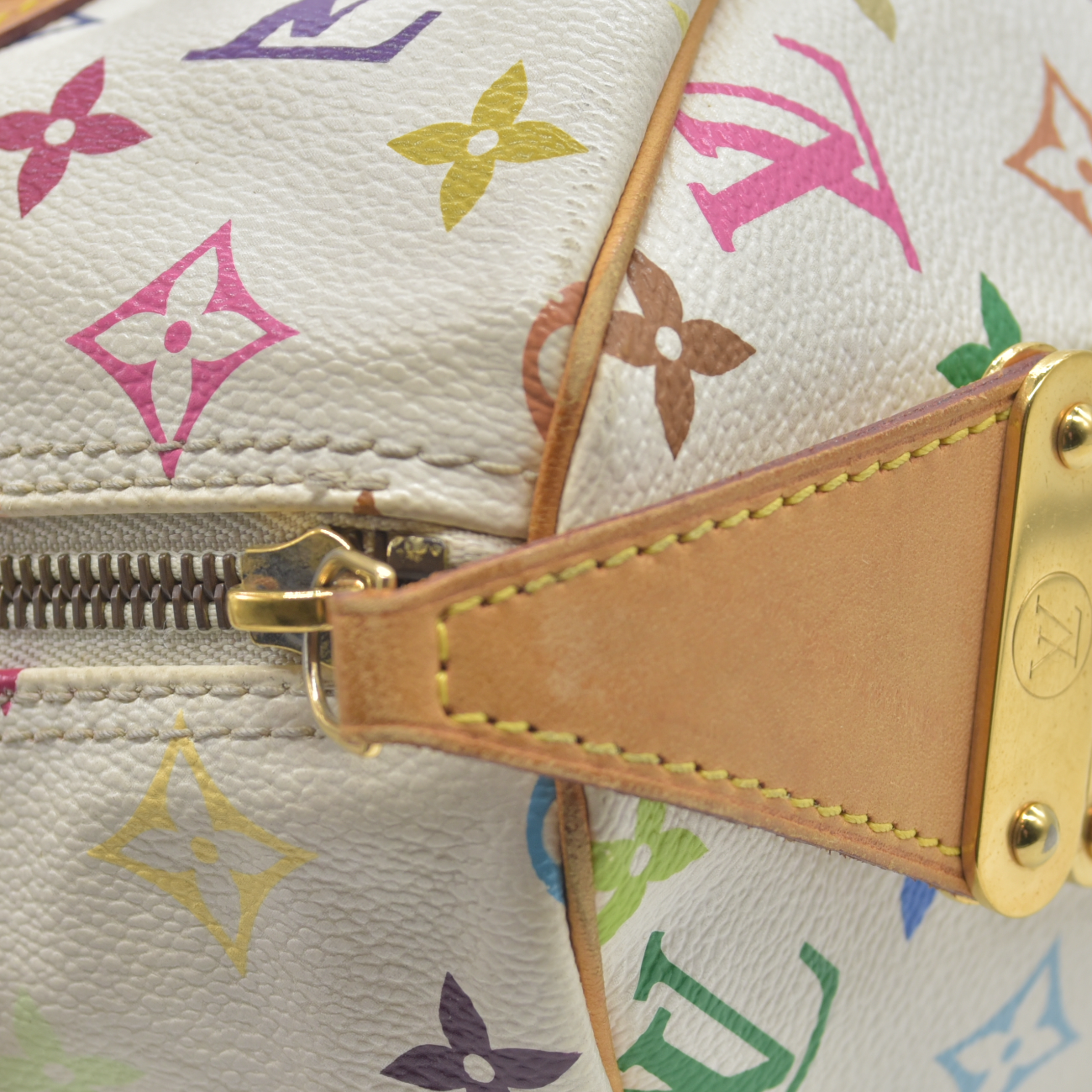 $3150 2007 Louis Vuitton Speedy 30 Monogram Multicolor White Murakami SP4077