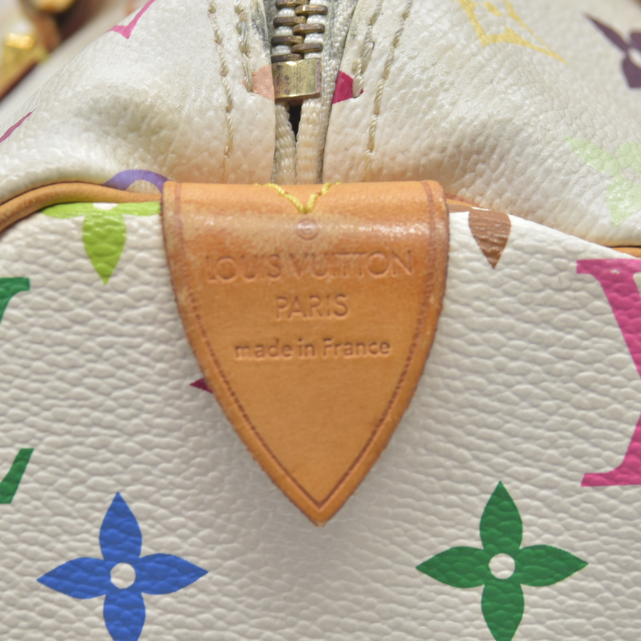 $3150 2007 Louis Vuitton Speedy 30 Monogram Multicolor White Murakami SP4077