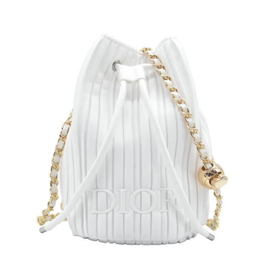 Dior GWP Bucket Drawstring Bag White with Modifications