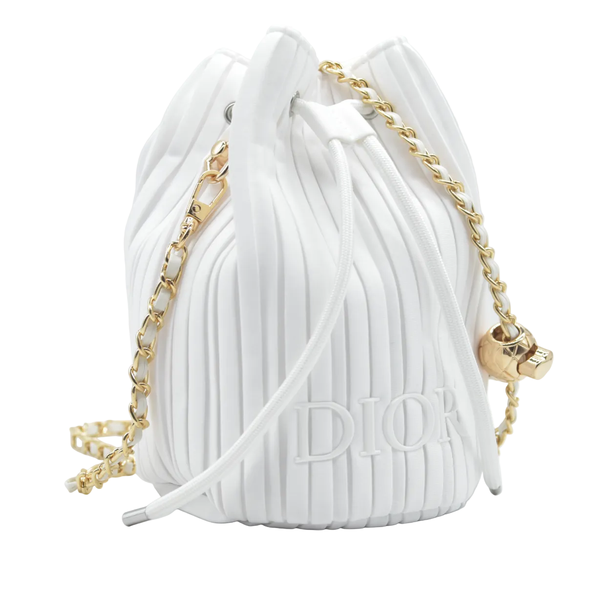Dior GWP Bucket Drawstring Bag White with Modifications