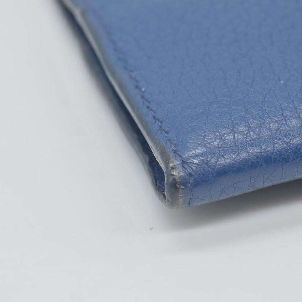 $725 Prada Zip Card Holder Pebbled Leather Blue CONSIGNMENT