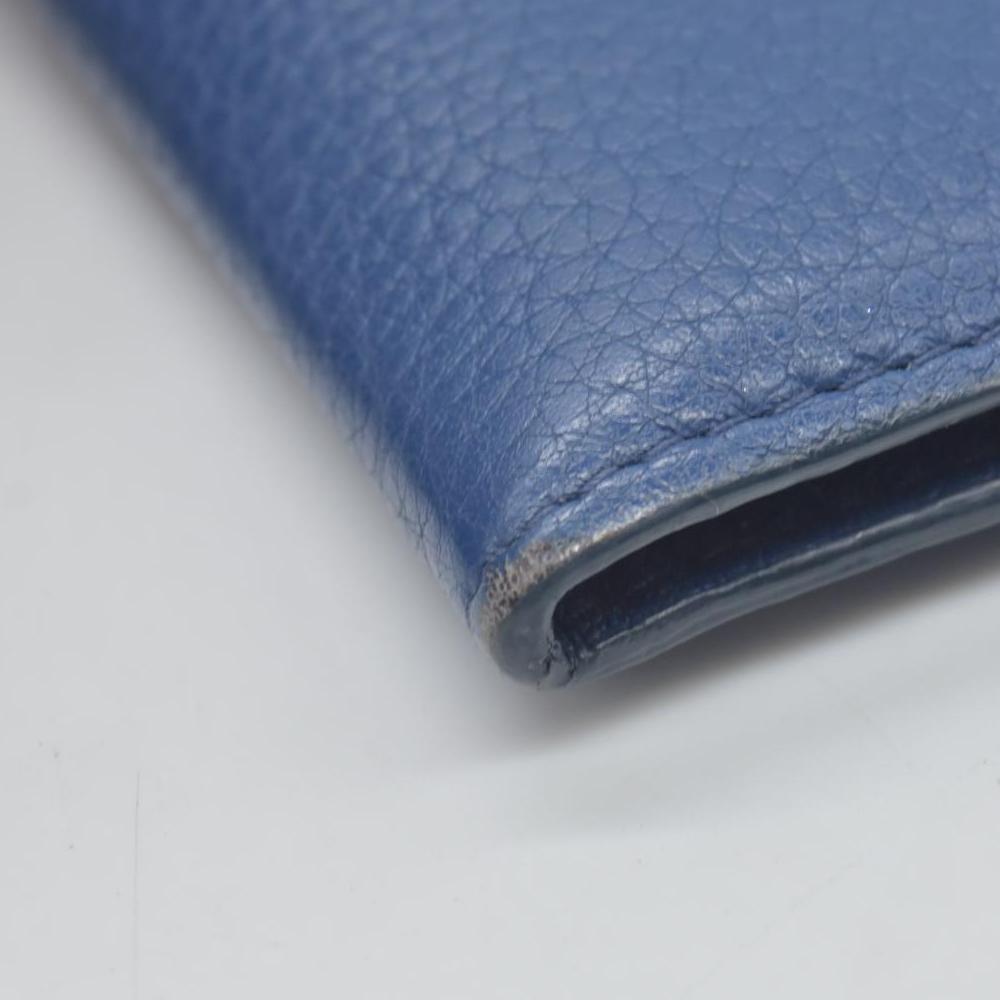 $725 Prada Zip Card Holder Pebbled Leather Blue CONSIGNMENT
