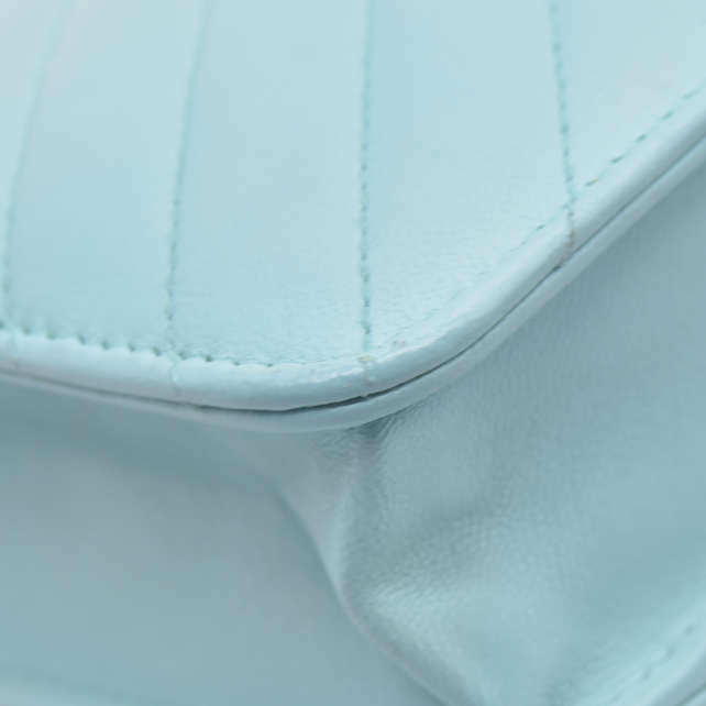 $3800 Chanel Trendy Chevron Wallet On A Chain Quilted Front Flap Turquoise 2019