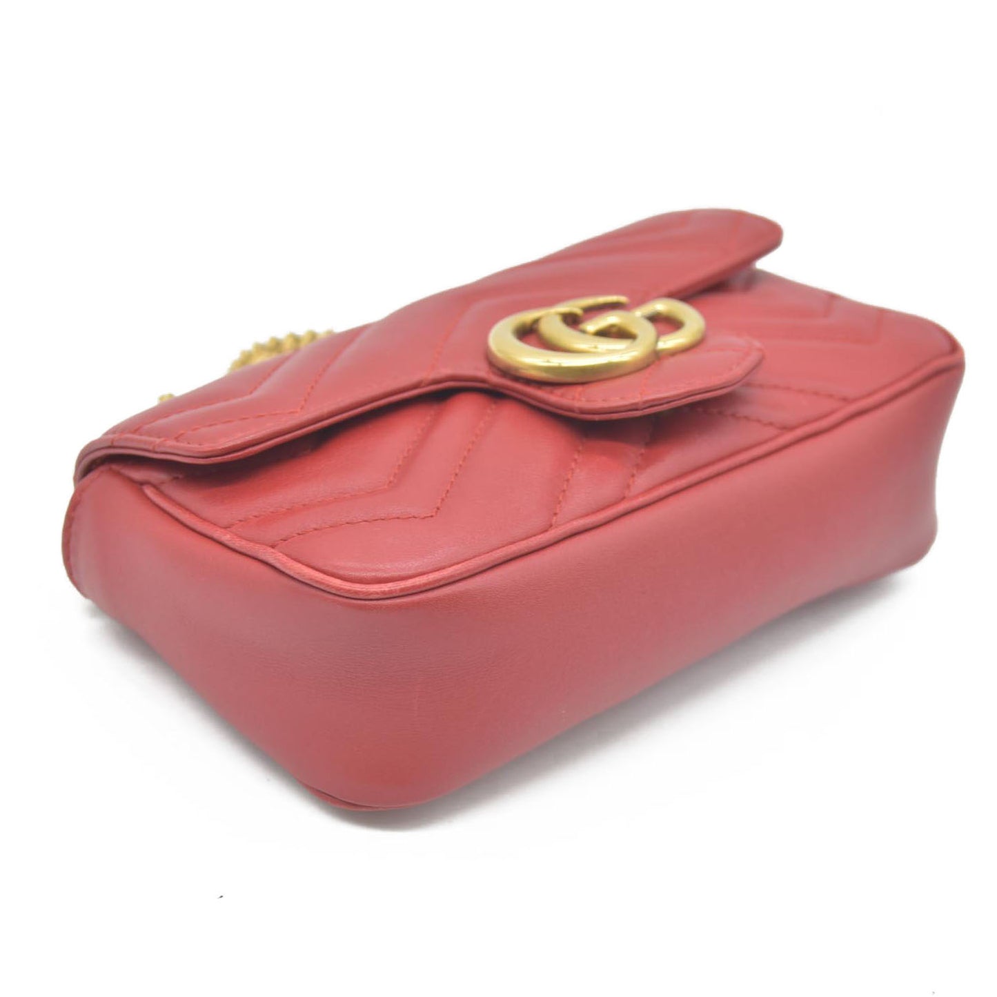 $1550 Gucci Leather Marmont Super Mini Red