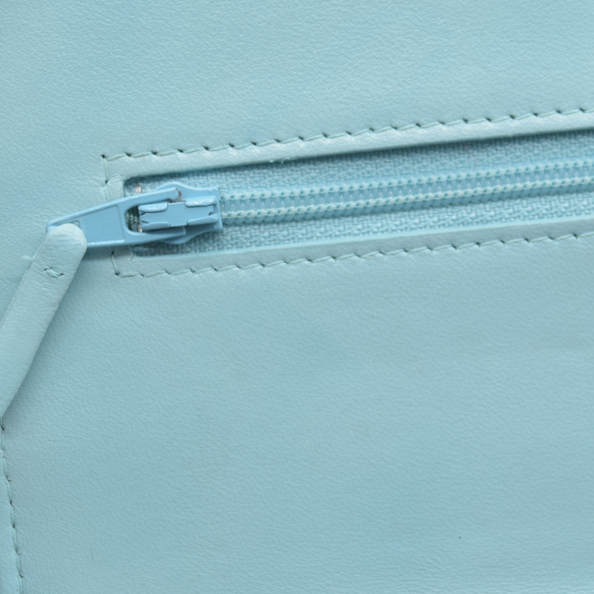 $3800 Chanel Trendy Chevron Wallet On A Chain Quilted Front Flap Turquoise 2019