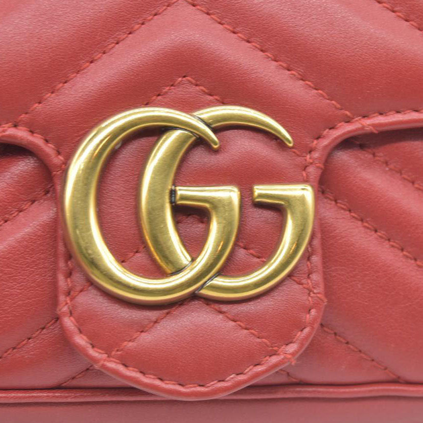 $1550 Gucci Leather Marmont Super Mini Red