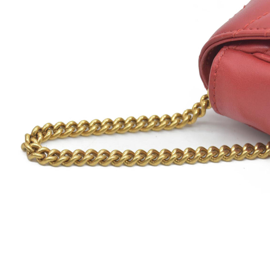 $1550 Gucci Leather Marmont Super Mini Red