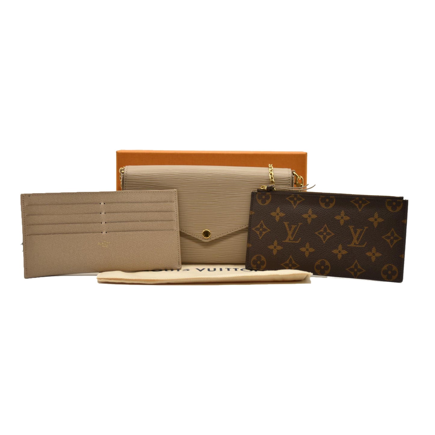 LOUIS VUITTON  Epi Felicie Pochette Chain Wallet Galet RFID