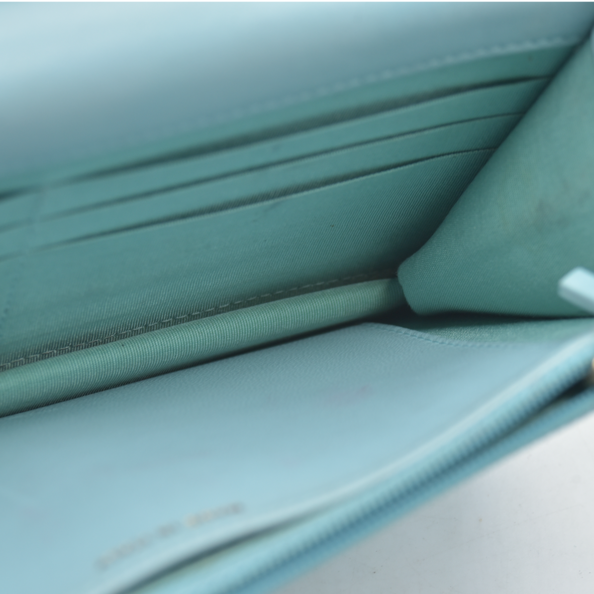 $3800 Chanel Trendy Chevron Wallet On A Chain Quilted Front Flap Turquoise 2019