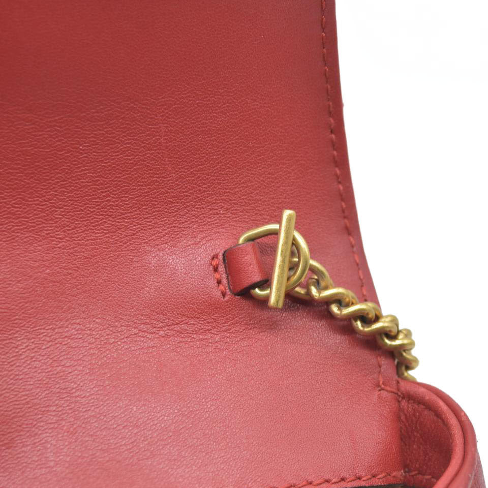 $1550 Gucci Leather Marmont Super Mini Red