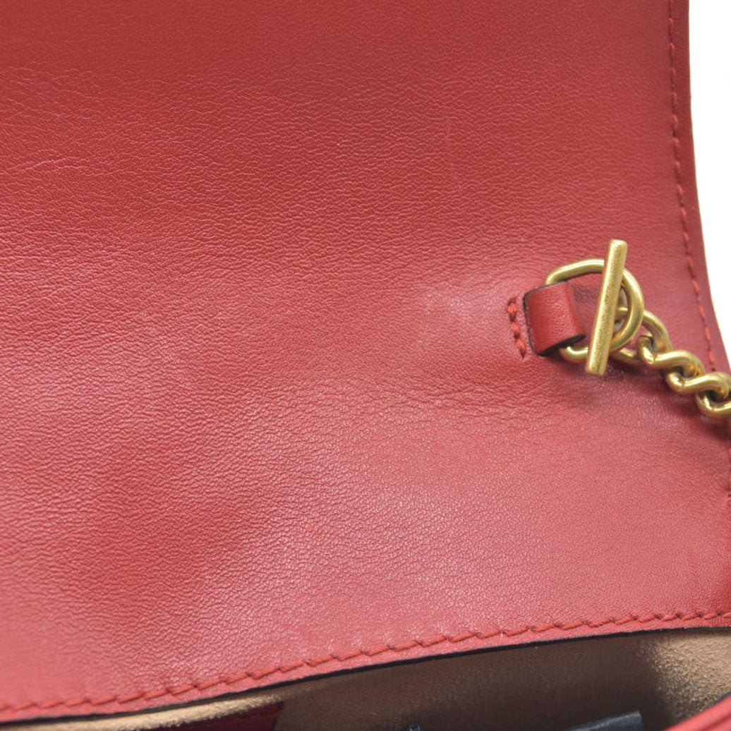 $1550 Gucci Leather Marmont Super Mini Red