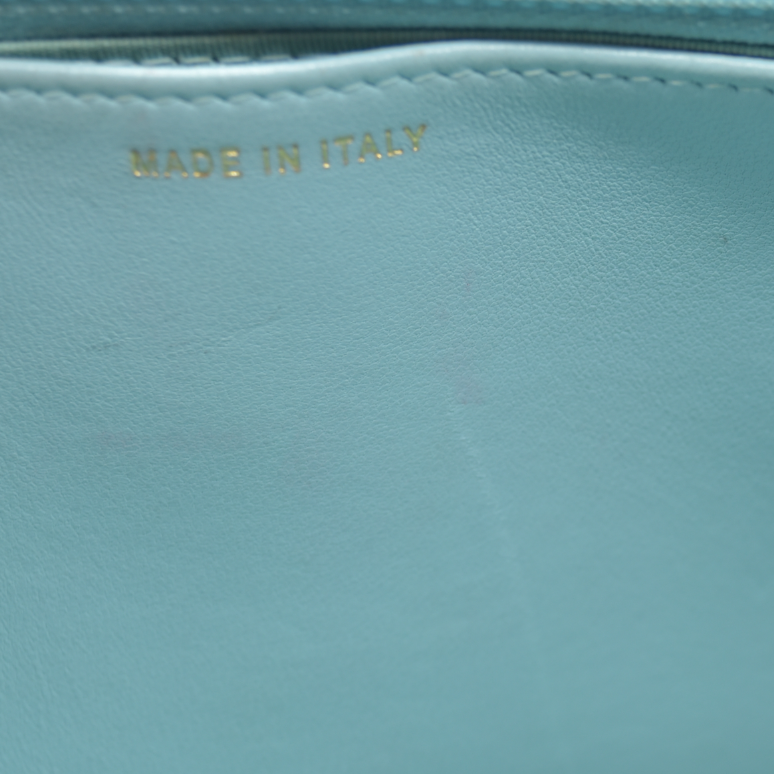 $3800 Chanel Trendy Chevron Wallet On A Chain Quilted Front Flap Turquoise 2019