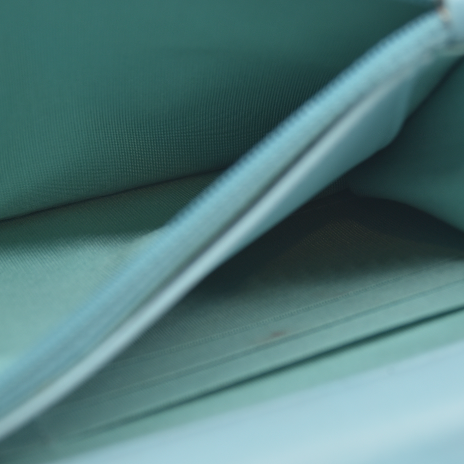 $3800 Chanel Trendy Chevron Wallet On A Chain Quilted Front Flap Turquoise 2019