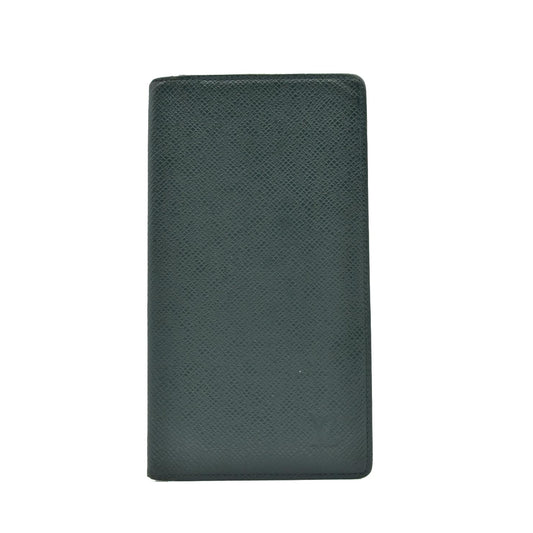 $810 1995 Louis Vuitton Taiga Brazza Wallet Dark Green MI0985 CONSIGNMENT