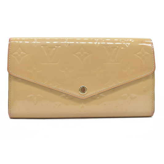 $880 LOUIS VUITTON Vernis Sarah Wallet Beige Poudre TS1126 2016 CONSIGNMENT