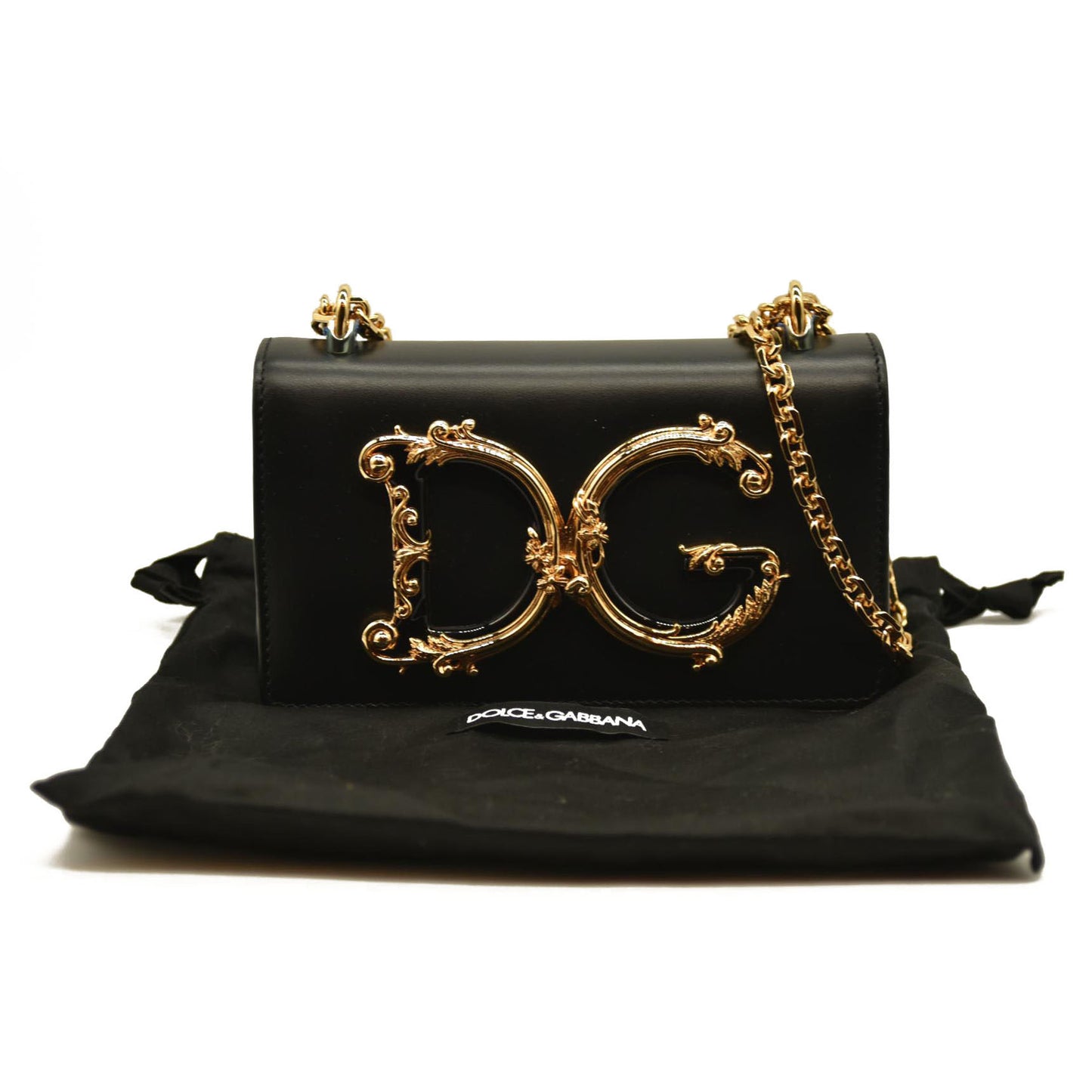 Dolce & Gabbana  DOLCE GABBANA DOLCE &amp; GABBANA Nappa Mini DG Girls Shoulder Bag Black