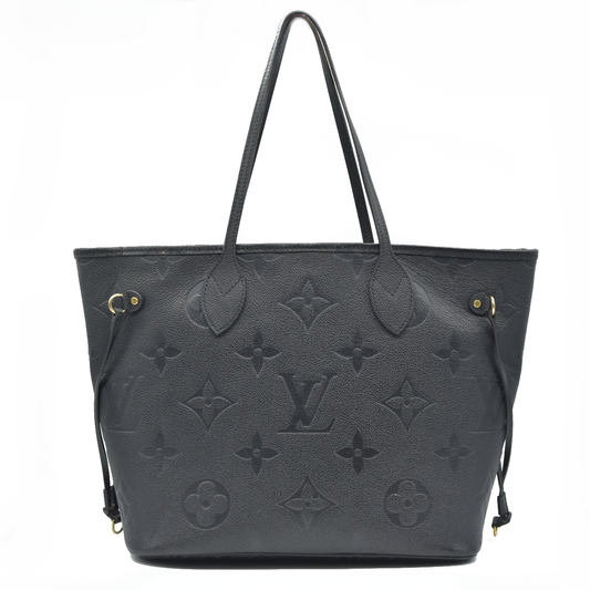 AUCTION $2940 Louis Vuitton LV Monogram Neverfull  MM Empreinte Black