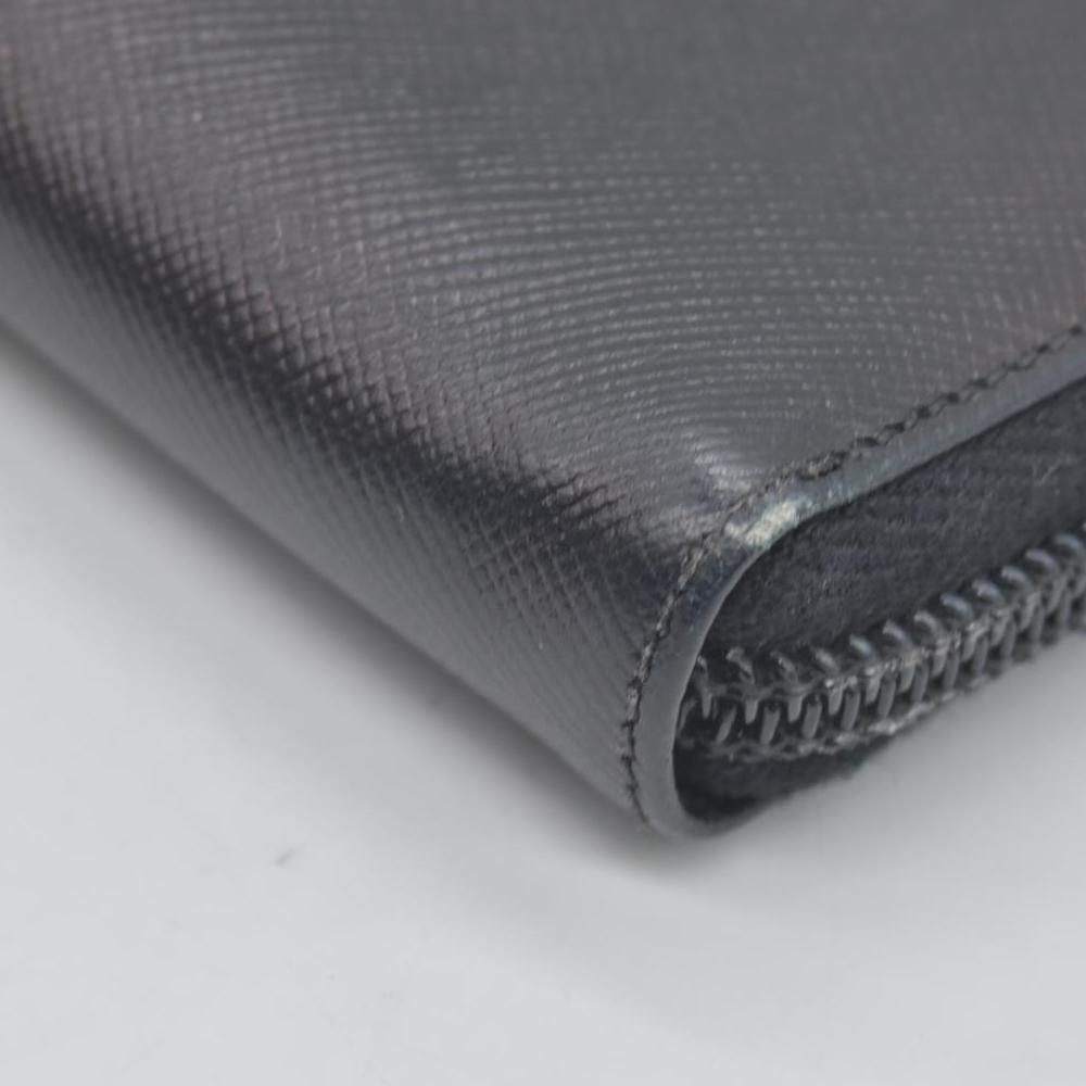 $1050 Prada Saffiano Triangle Zip Around Wallet Black CONSIGNMENT