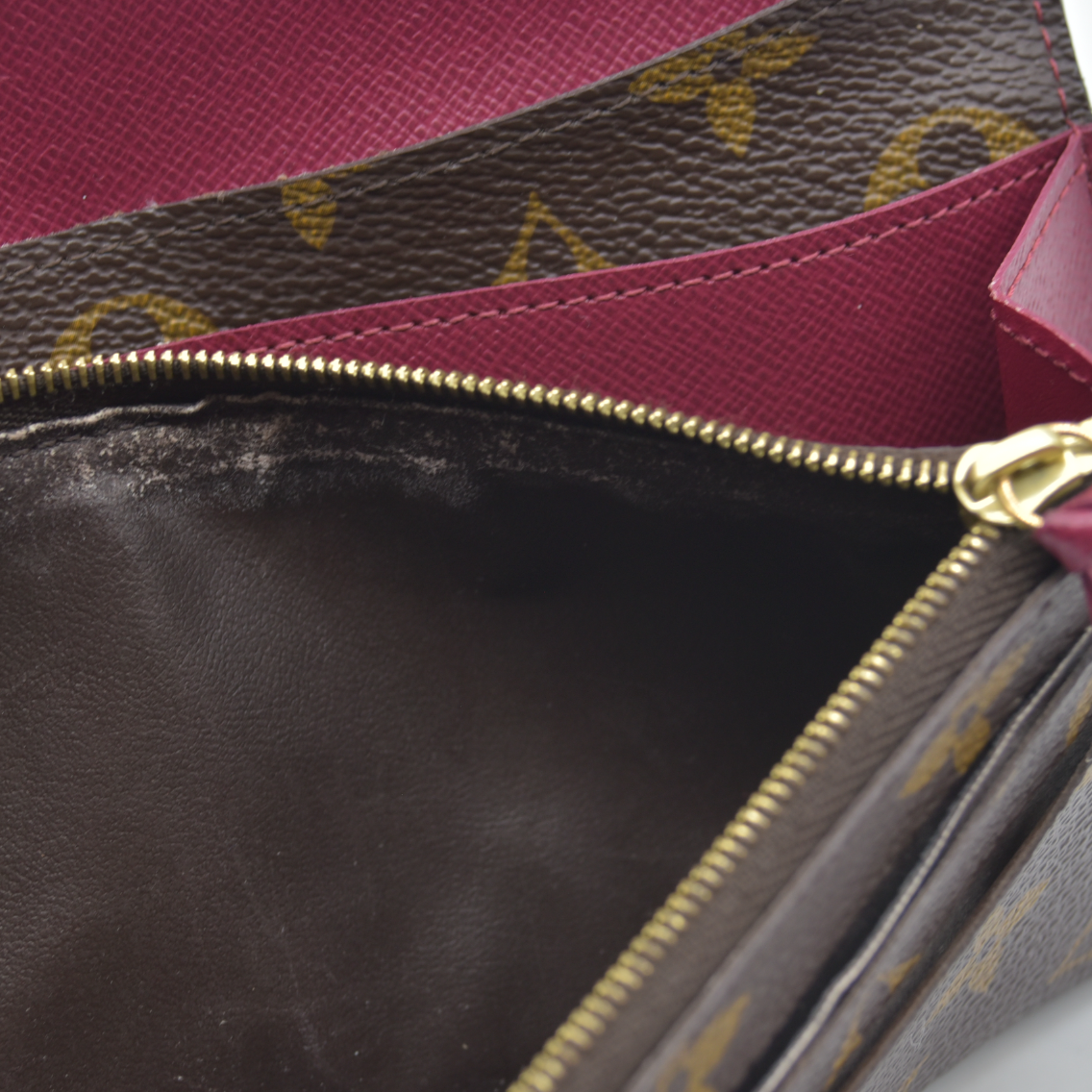 $660 Louis Vuitton Monogram Emilie Wallet Fuchsia TA4155 2015 CONSIGNMENT