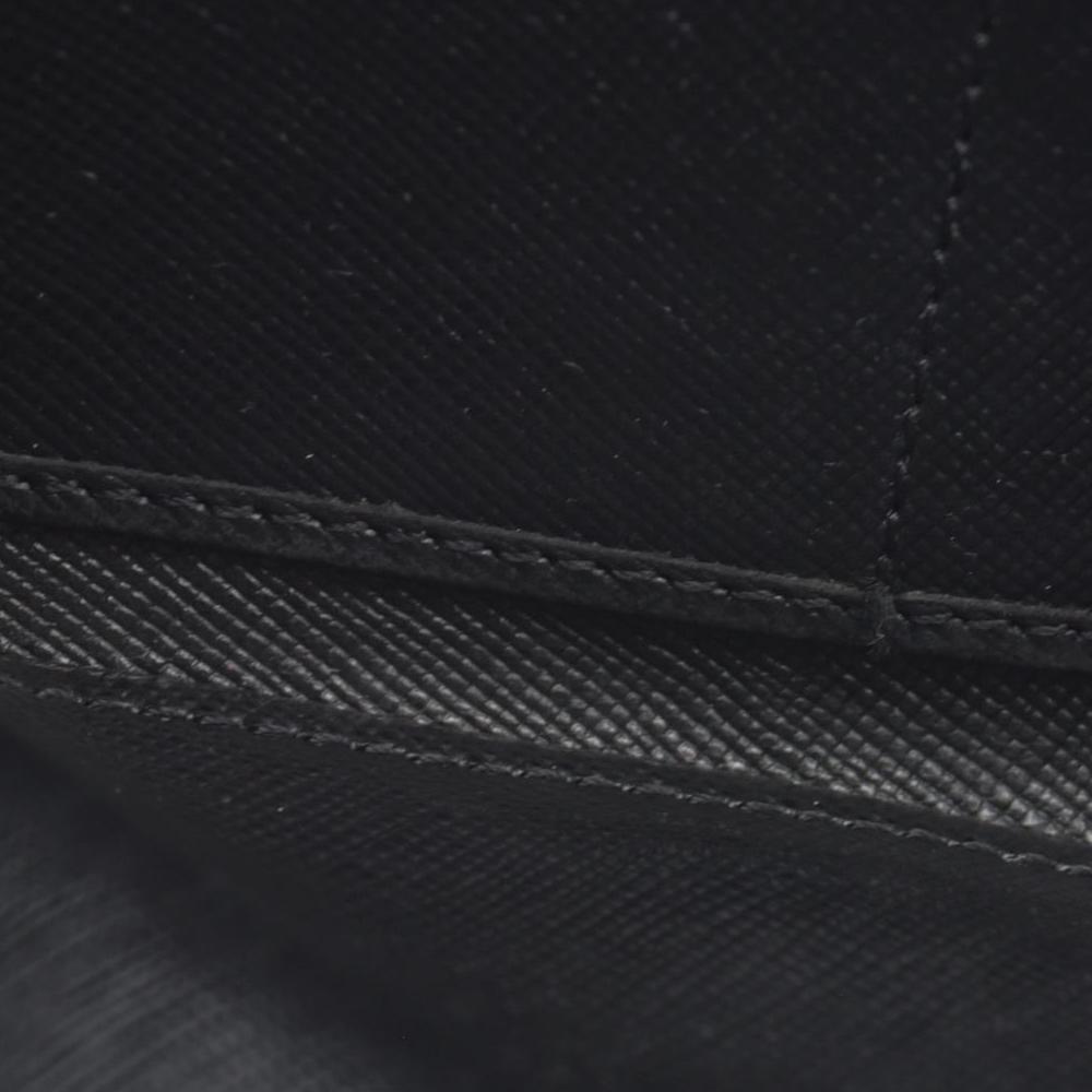 $1050 Prada Saffiano Triangle Zip Around Wallet Black CONSIGNMENT