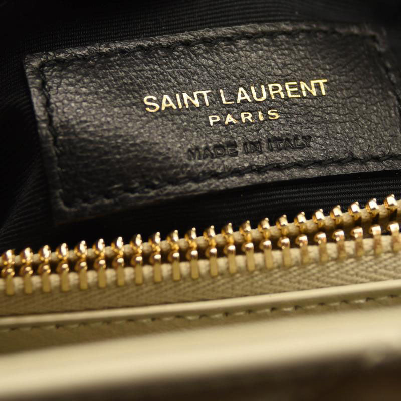 NEW SAINT LAURENT Calfskin Y Quilted Monogram Medium Loulou Chain Satchel Crema Soft