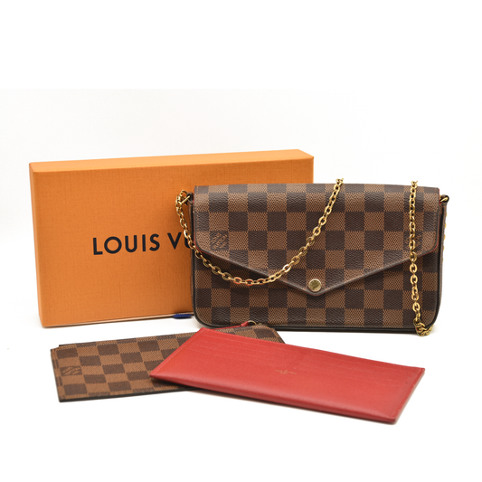 Louis Vuitton  Damier Ebene Pochette Felicie Chain Wallet MI0169