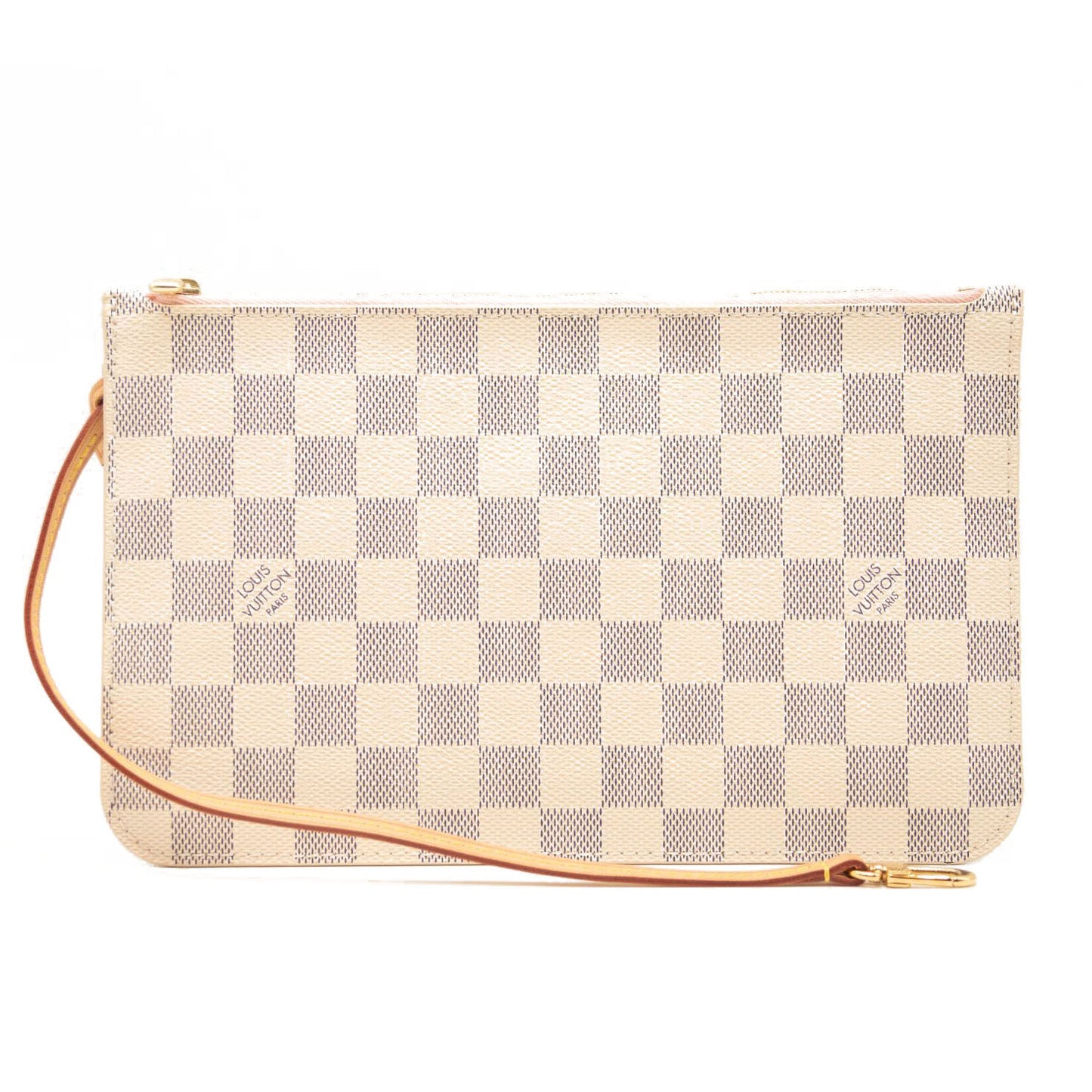 LOUIS VUITTON Damier Azur Neverfull MM GM Pochette Rose Ballerine MS1199