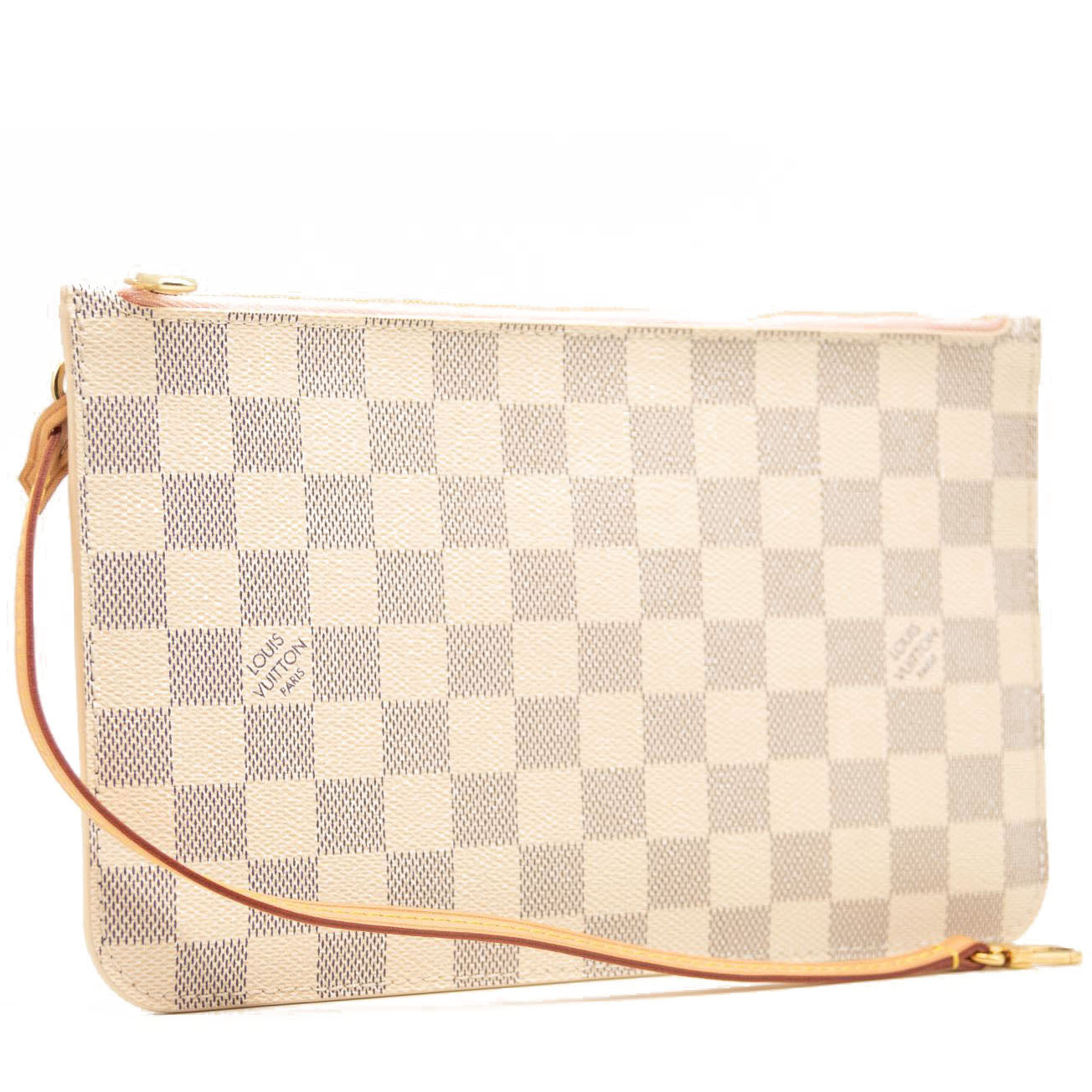 LOUIS VUITTON Damier Azur Neverfull MM GM Pochette Rose Ballerine MS1199