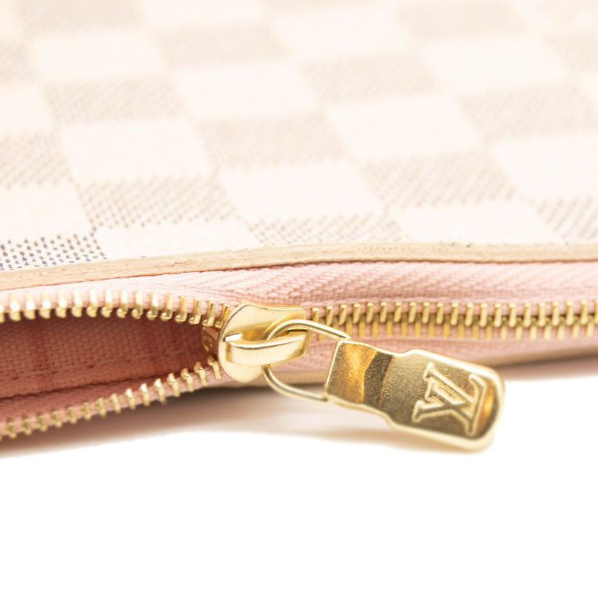 LOUIS VUITTON Damier Azur Neverfull MM GM Pochette Rose Ballerine MS1199