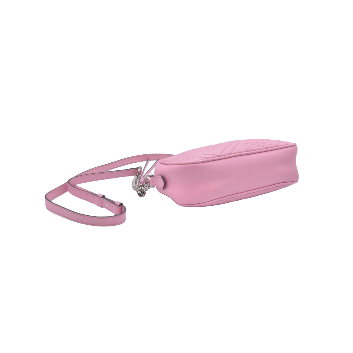 $1950 Gucci Calfskin Matelasse Small GG Marmont Chain Shoulder Bag Wild Rose CONSIGNMENT 10020900