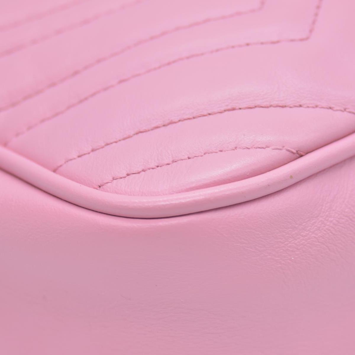 $1950 Gucci Calfskin Matelasse Small GG Marmont Chain Shoulder Bag Wild Rose CONSIGNMENT 10020900