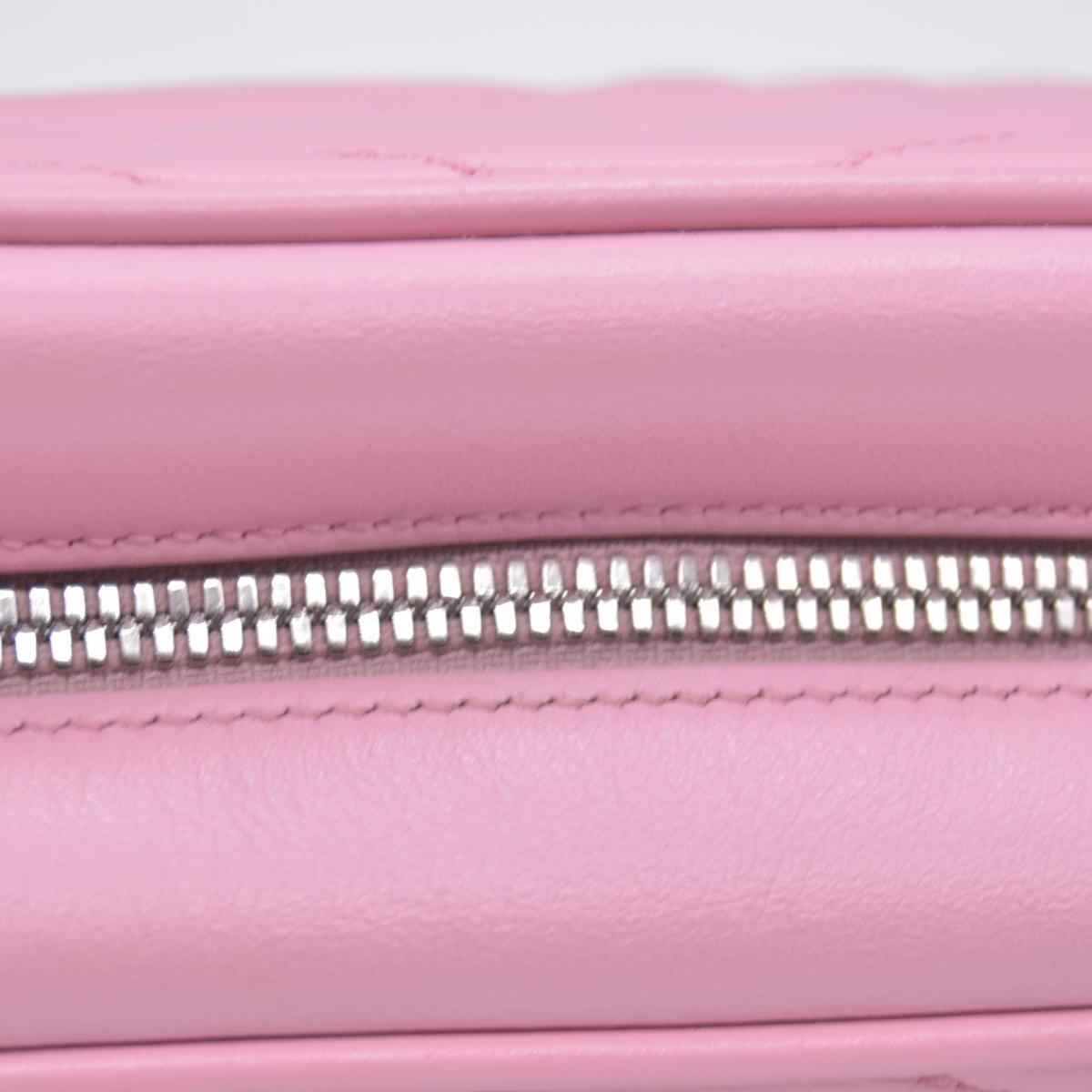 $1950 Gucci Calfskin Matelasse Small GG Marmont Chain Shoulder Bag Wild Rose CONSIGNMENT 10020900