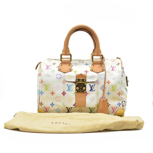 AUCTION $3150 Louis Vuitton  Monogram Muakami Speedy 30 White