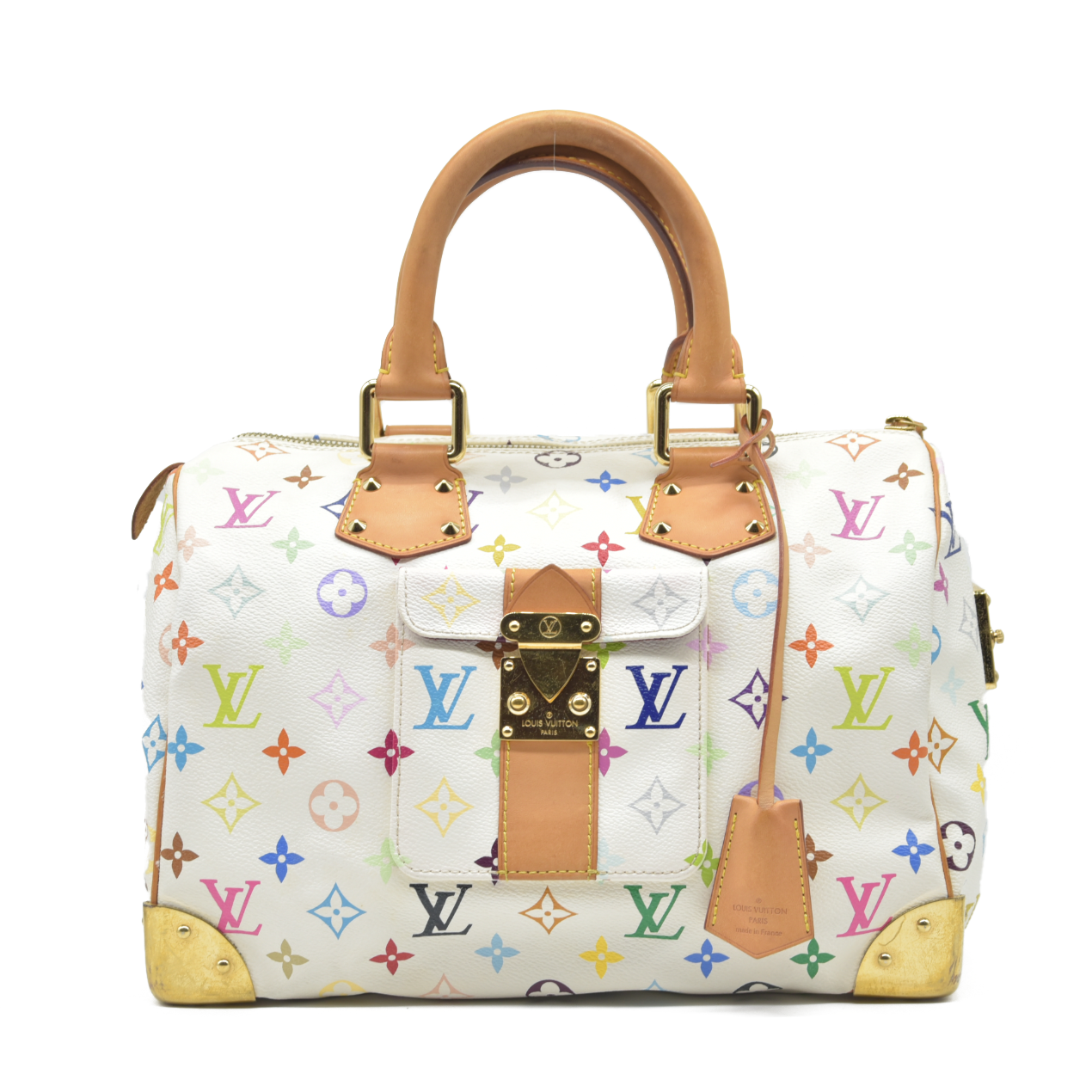 AUCTION $3150 Louis Vuitton  Monogram Muakami Speedy 30 White