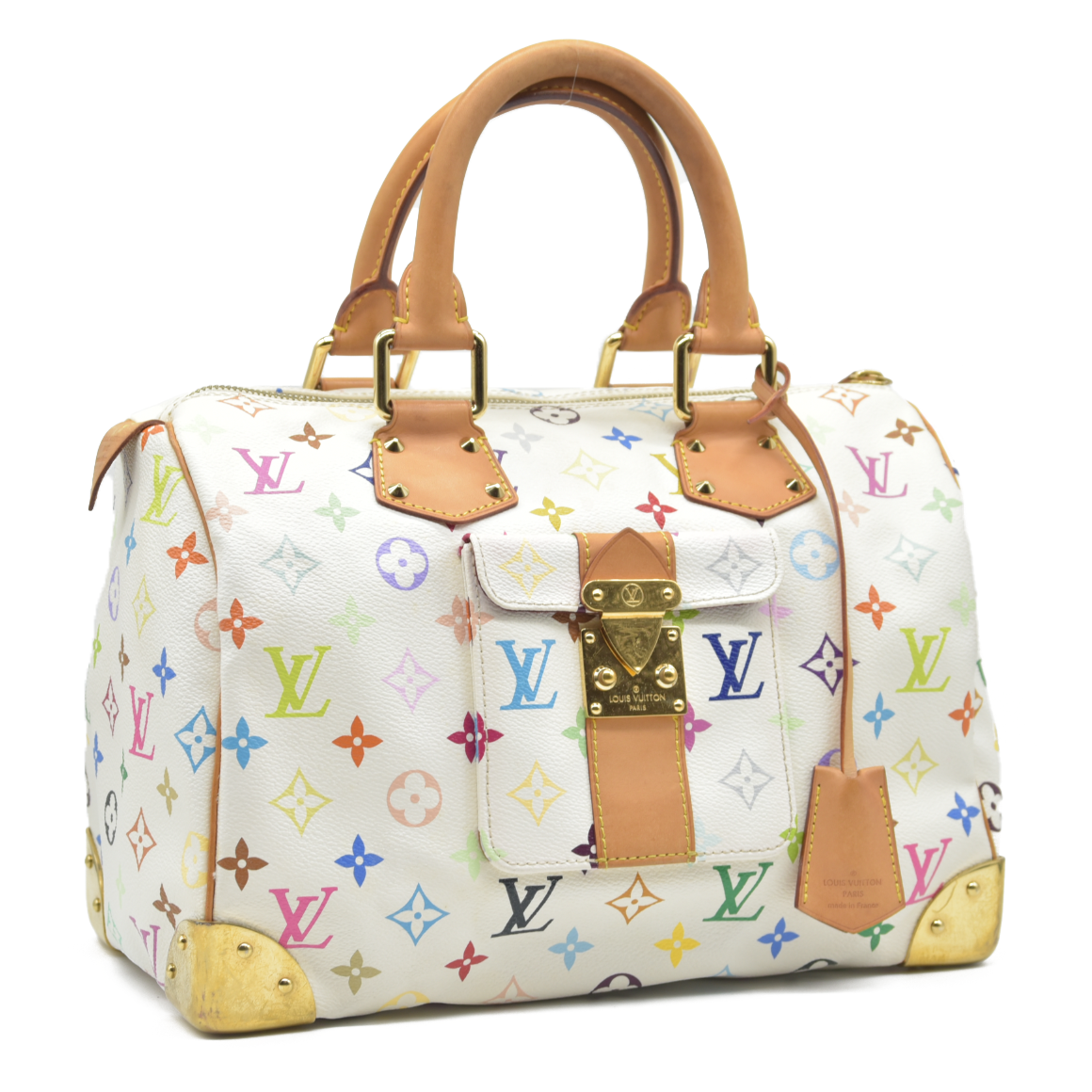 AUCTION $3150 Louis Vuitton  Monogram Muakami Speedy 30 White