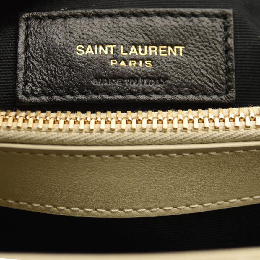 NEW SAINT LAURENT Calfskin Y Quilted Monogram Medium Loulou Chain Satchel Crema Soft