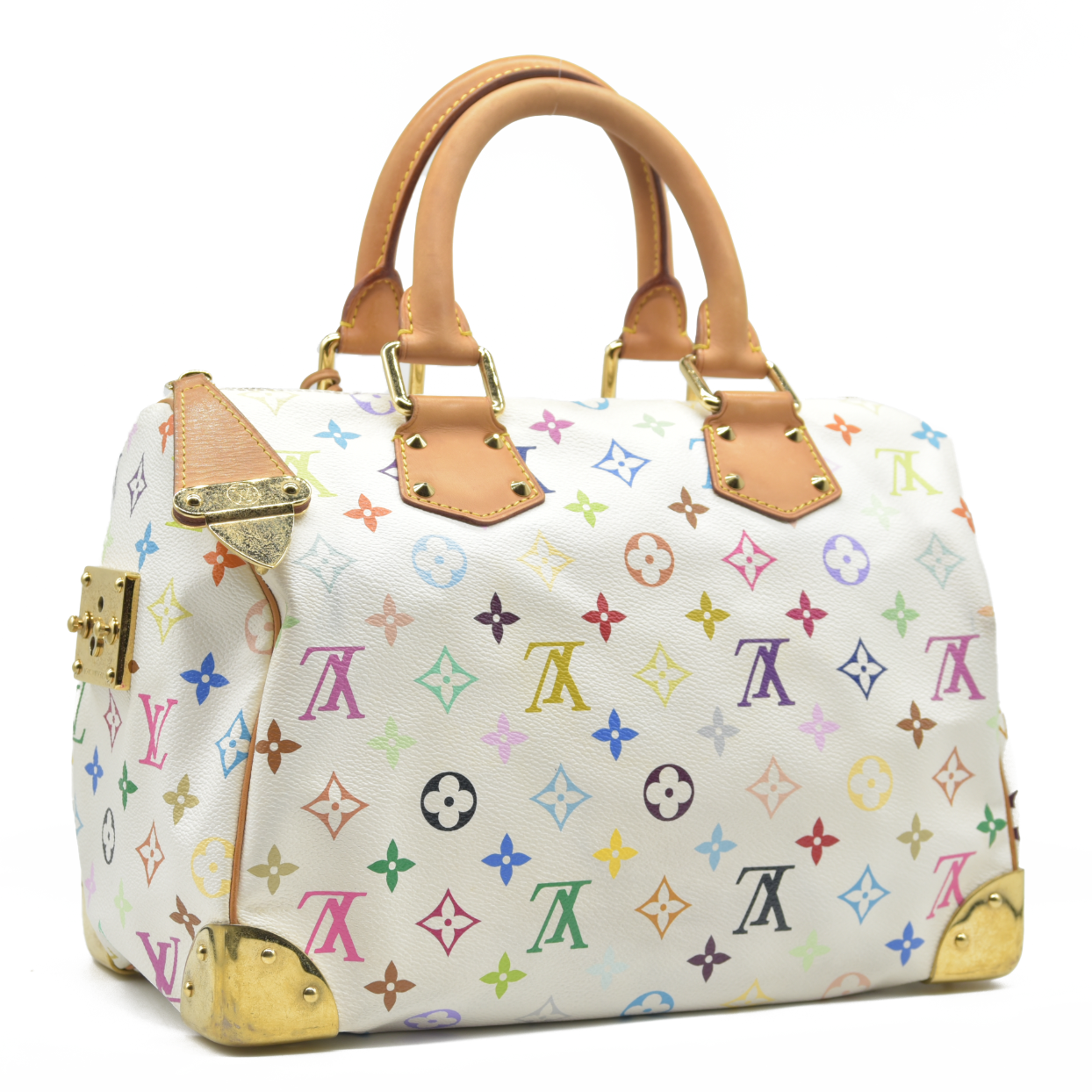 AUCTION $3150 Louis Vuitton  Monogram Muakami Speedy 30 White