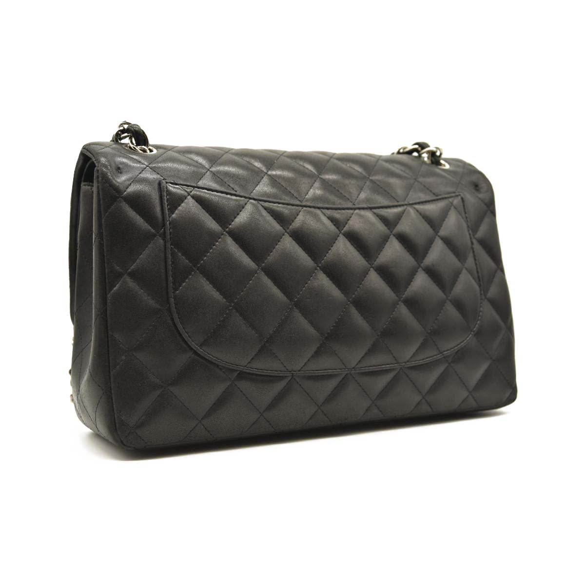 CHANEL Lambskin Quilted Jumbo Double Flap Black